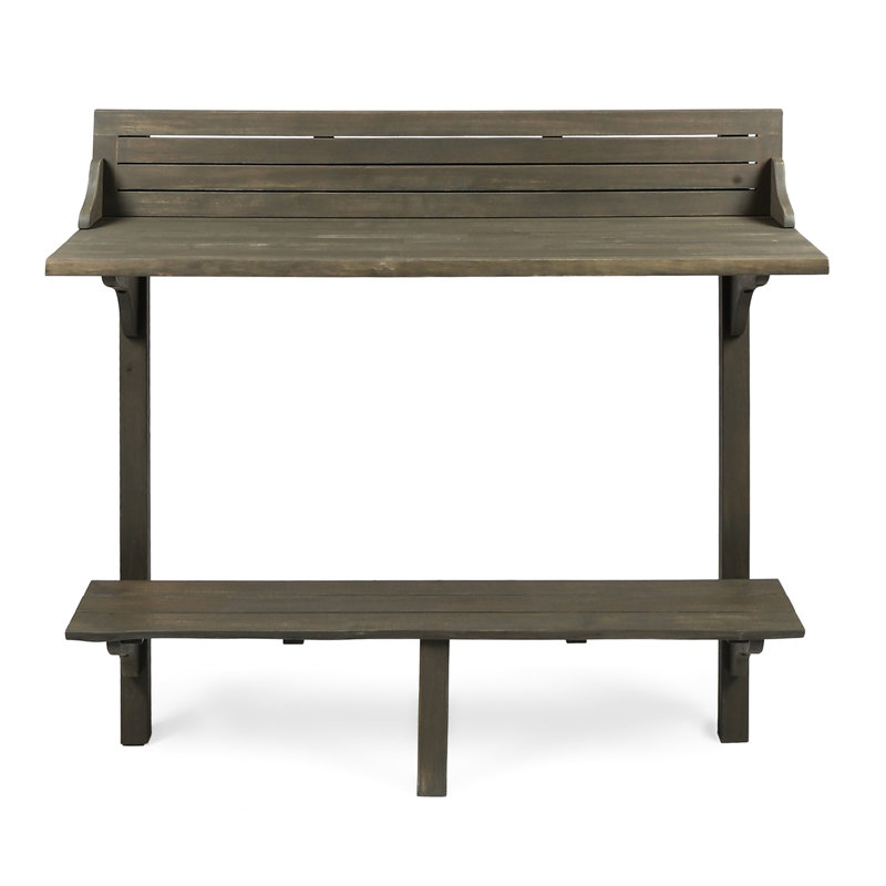 Wood Balcony Bar Table In Gray Finish - Enhance Your Outdoor Decor Space Patio Furniture