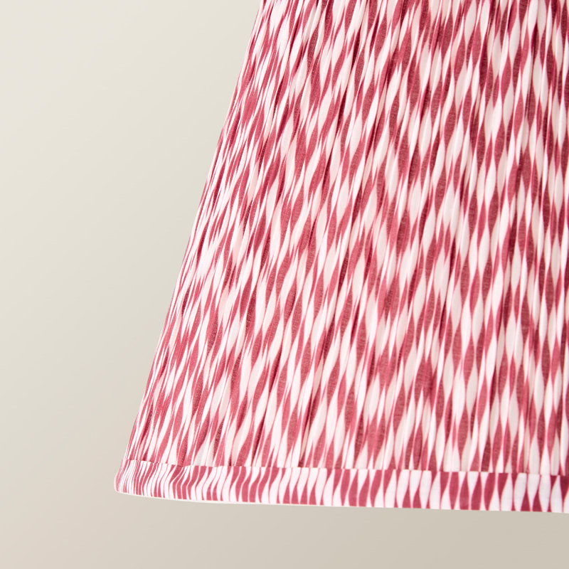 Saffira Small Pleat Taper Chevron Shade and Bulb, Large 45cm with Bulb, Pink