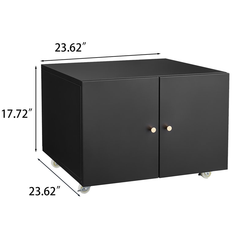 Mobile Office Copier Cabinet With 2 Doors – Steel Printer Stand And Pedestal File Storage, Black