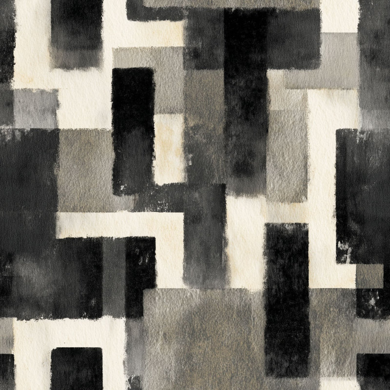 Papier peint adhésif mural abstrait géométrique monochrome