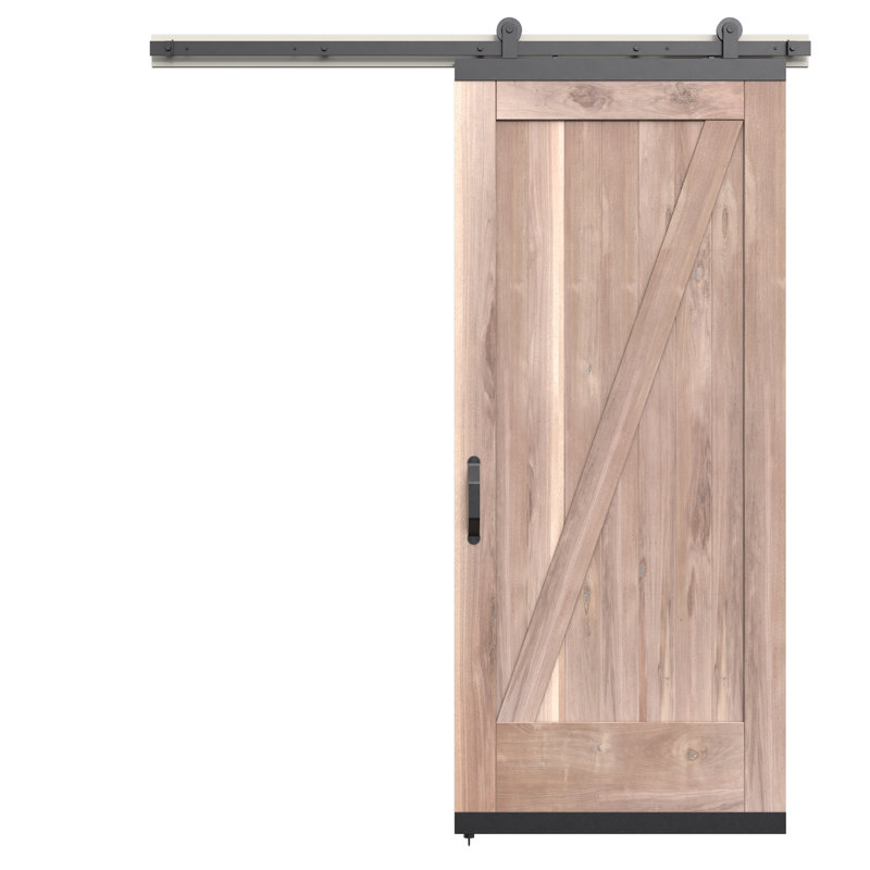 Porte de grange coulissante en bois de noyer avec quincaillerie Karona Z Design, 36 po x 80 po, Sans finition