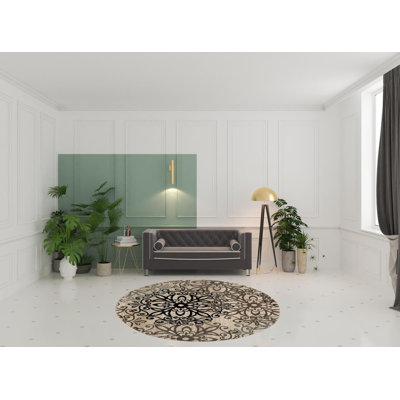 Tapis rond brun clair et gris Magnuss