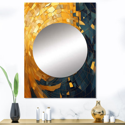Chakeria doré et noir cubiste Visions VI - miroir mural cubique, miroir décoratif doré, impression d'art en métal