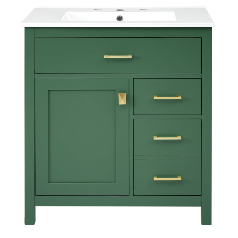 Meuble-lavabo noir 30 po, Vert