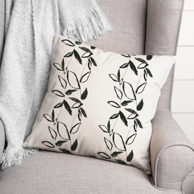 Black Leaf Stripes Throw Pillow
