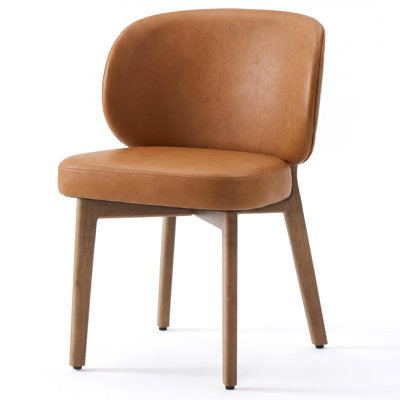 Upholstered Dining Chair, Wingback Fabric Side Chair, Armless Modern Kitchen Chair With Solid Wood Legs