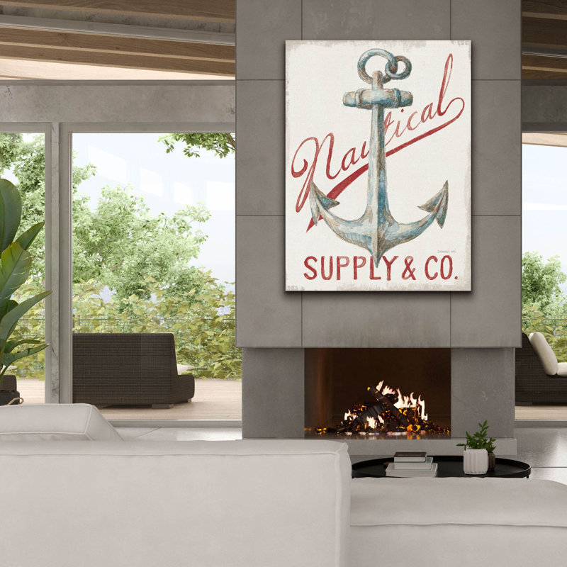 «Floursack Nautical 5 Red» par Danhui Nai, art mural sur toile, H 54 po x l 40 po