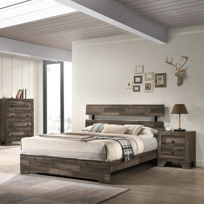Mobilier de chambre à coucher 1pc, Brun rustique, Grand lit