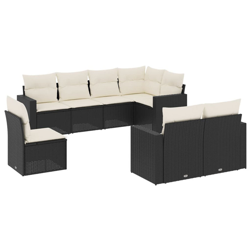 Ensemble de canapé de jardin modulaire en rotin PE noir 8 pièces Vidaxl