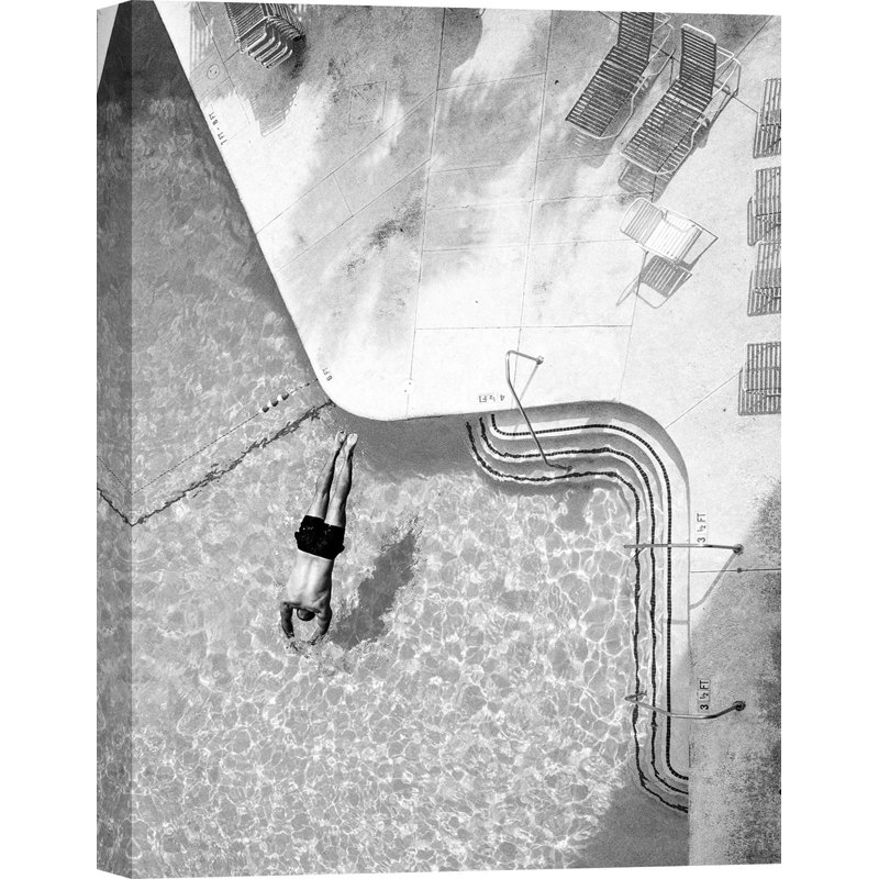 The Swimming Pool II (B&W) - Wrapped Canvas Print, 100cm H x 70cm W x 4cm D