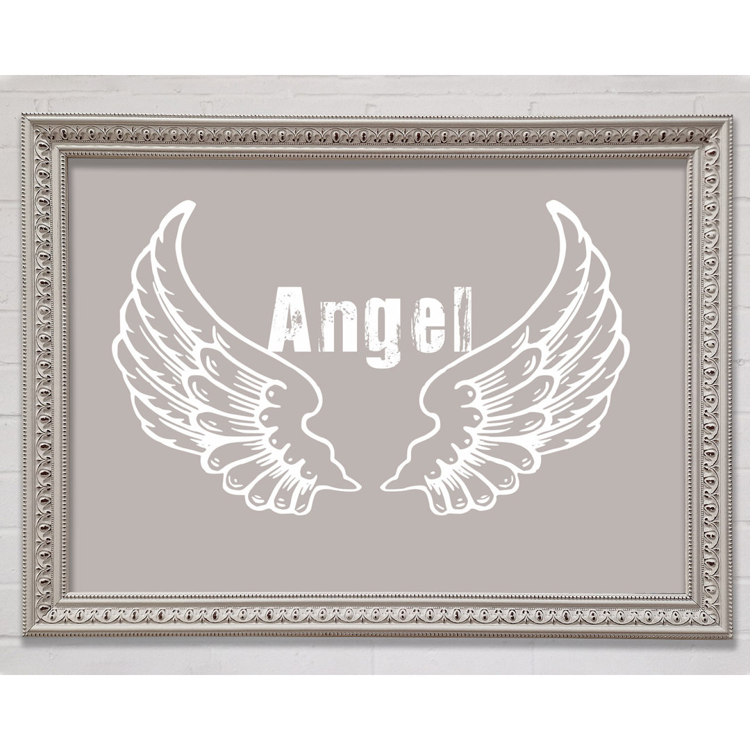 Mädchenzimmer Zitat Angel Wings 2 Beige Gerahmter Druck