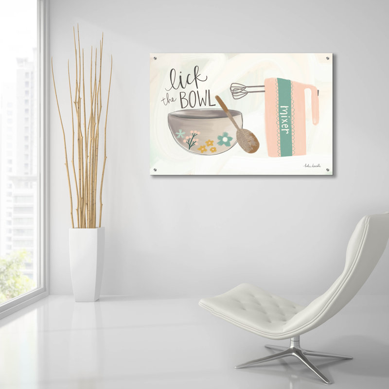 «Lick The Bowl» par Katie Doucette, art mural en verre acrylique épique, 36 po x 24 po, H 24 po x l 36 po