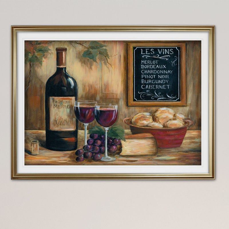 Les Vins - reproduction de cadre photo, Or, H 20 po x l 24 po x P 1,5 po