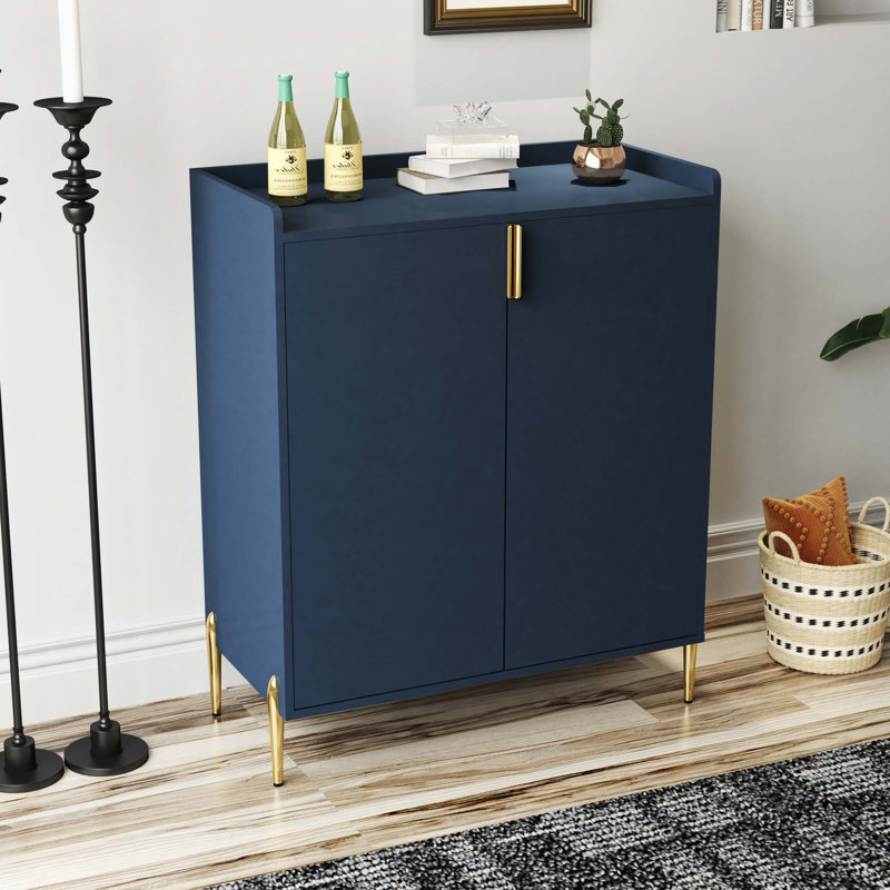 Armoire à vin moderne à 2 portes avec support à vin, tablettes réglables et charnières à fermeture douce pour la salle à manger et le salon