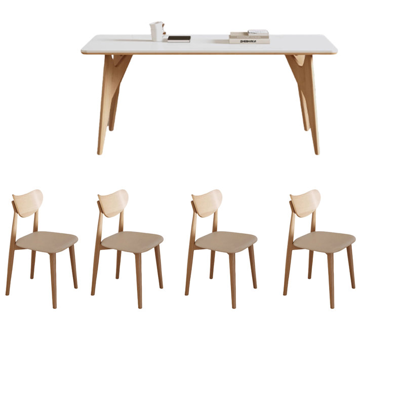 Rock Plate Dining Table Sets with Stable Design., 29.53"H x 55.12"L x 31.5"W