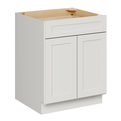 27"W * 34.5"H * 24"D Shaker Dove Ready to Assemble Shaker Base Kitchen Cabinet with Drawers and Shelves