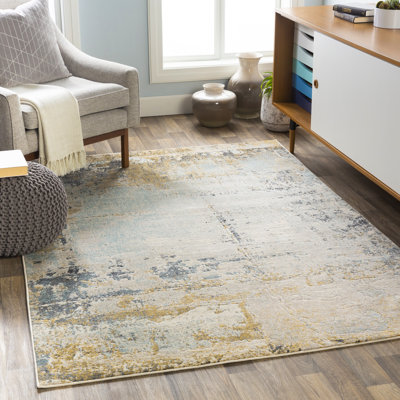 Peter Abstract Modern Marble Mustard Rug