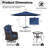 Adcox 4-Person Outdoor PE Wicker Swivel Chairs Set With Patio Umbrella,Removable Headrests,Side Tables & Blue Cushions-430009241