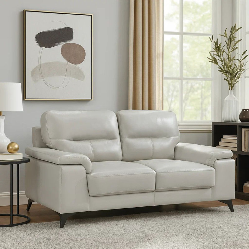Causeuse 66,75 po avec accoudoirs coussinés, Gris clair