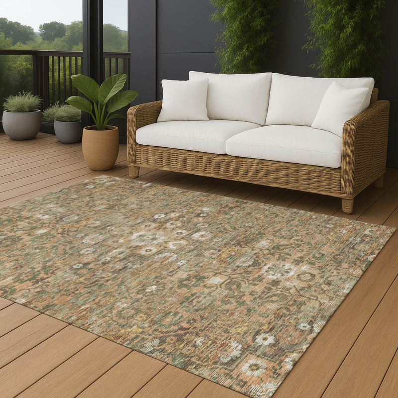 Tapis lavable à la machine intérieur / extérieur ACN2782 Global Chantille, Cuivre, 8 pi x 10 pi