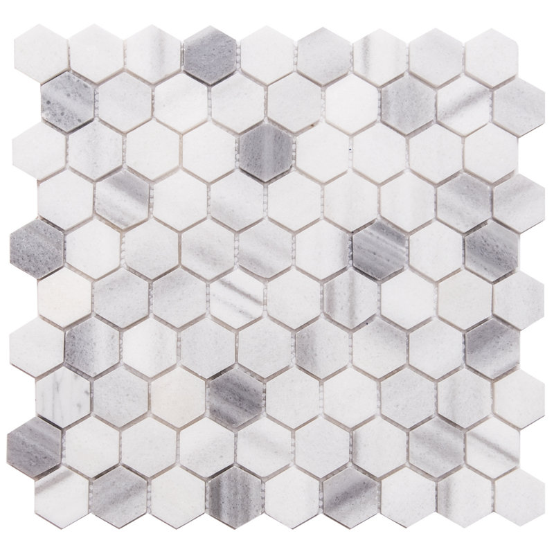 Santorini 12" x 12" Marble Honeycomb Mosaic Wall & Floor Tile, Silver