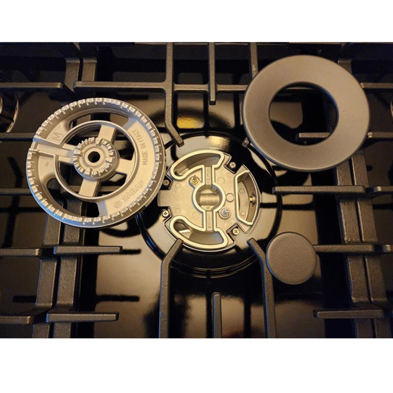 30 In Recessed Gas Cooktop in Stainless Steel with Griddle and 5 Burners, Black