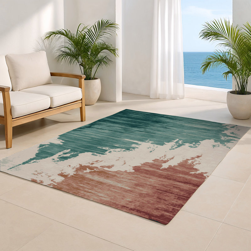 Tapis intérieur et extérieur gris Watercolor, Rectangle 4pi x 6 pi