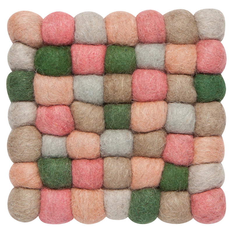 Square 1 Piece Trivet, Pink/Green