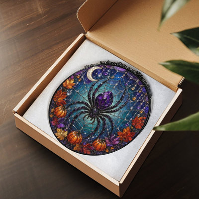 Stained Glass Spider Stained Glass Panels Suncatcher for Window Decor