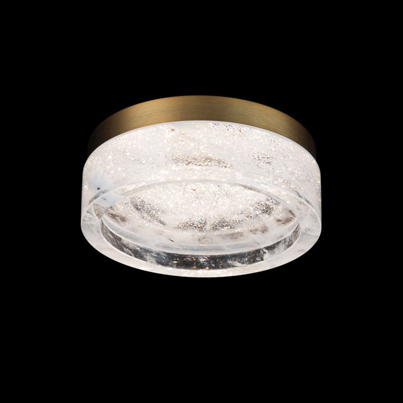 Melange Crystal LED Flush Mount, Aged Brass