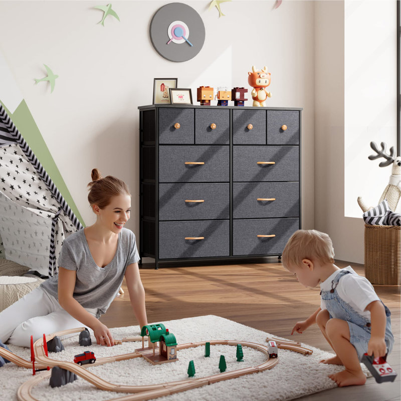 Leibuy Steel 100cm W 10 - Drawer Chest of Drawers, Black