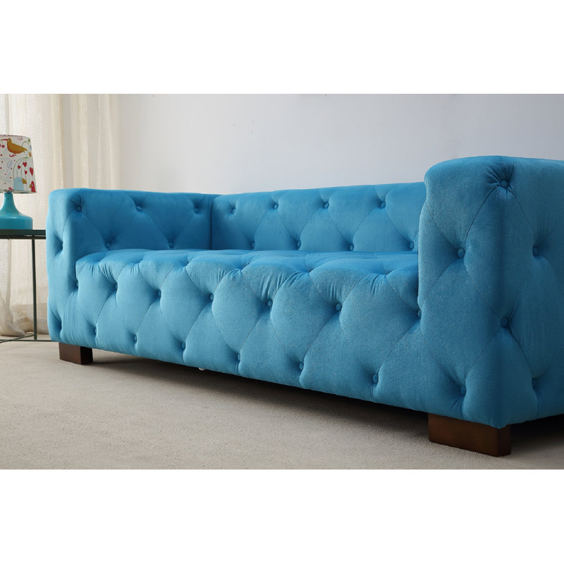 Ossett 87.4'' Velvet Sofa, Teal Blue Velvet