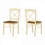 Ensemble de 2 chaises de salle à manger d'appoint en bois massif transitionnel, revêtement en lin beige avec pieds en chêne massif-1911451523