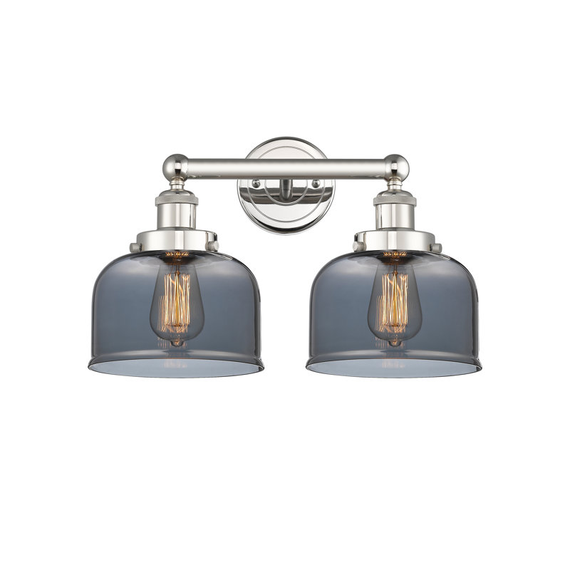 Éclairage pour meuble-lavabo à 2 lumières à intensité variable Arlester, Plaqué couleur fumée, Nickel poli