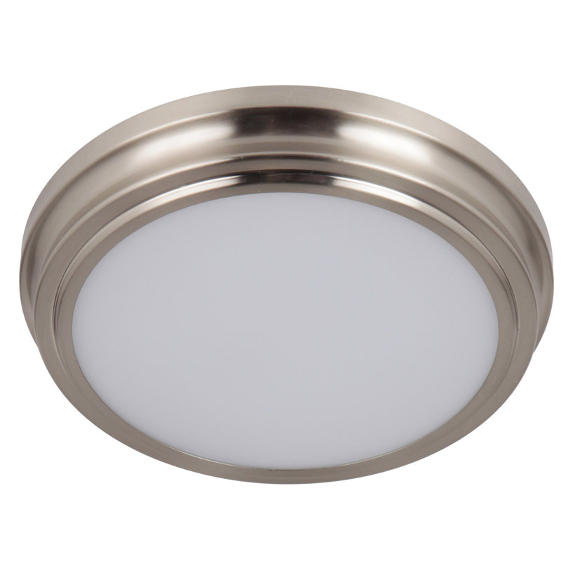 Plafonnier encastré 1 lumière DEL , Nickel poli brossé, H 1,13 po x l 9 po x P 9 po