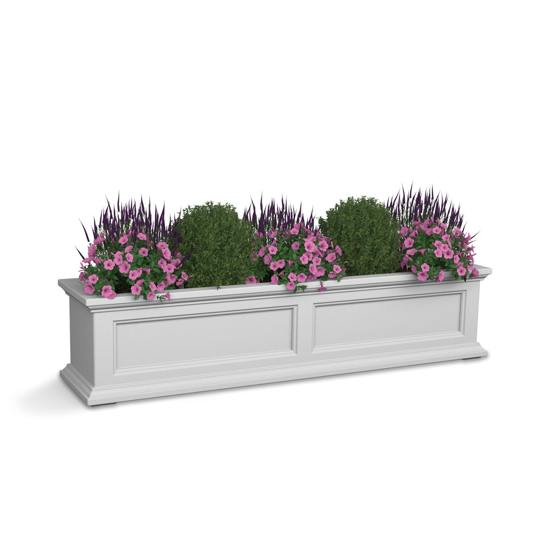 The Anastasiya Resin Window Box Planter with Water Reservoir Winston Porter Color: White Size: 10.8" H x 48" W x 11" D