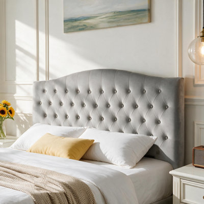 Button-Tufted Upholstered Headboard with Wall-Mount Option