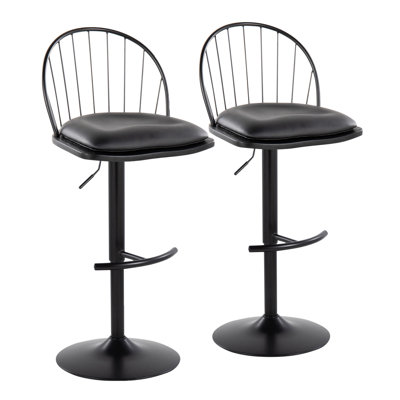 Lakyia Swivel Upholstered Adjustable Height Counter Stool with Metal Frame