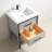25 " W Freestanding Standard Free Standing Single Double Single Vanity Bathroom Vanity With Resin Top-385169773