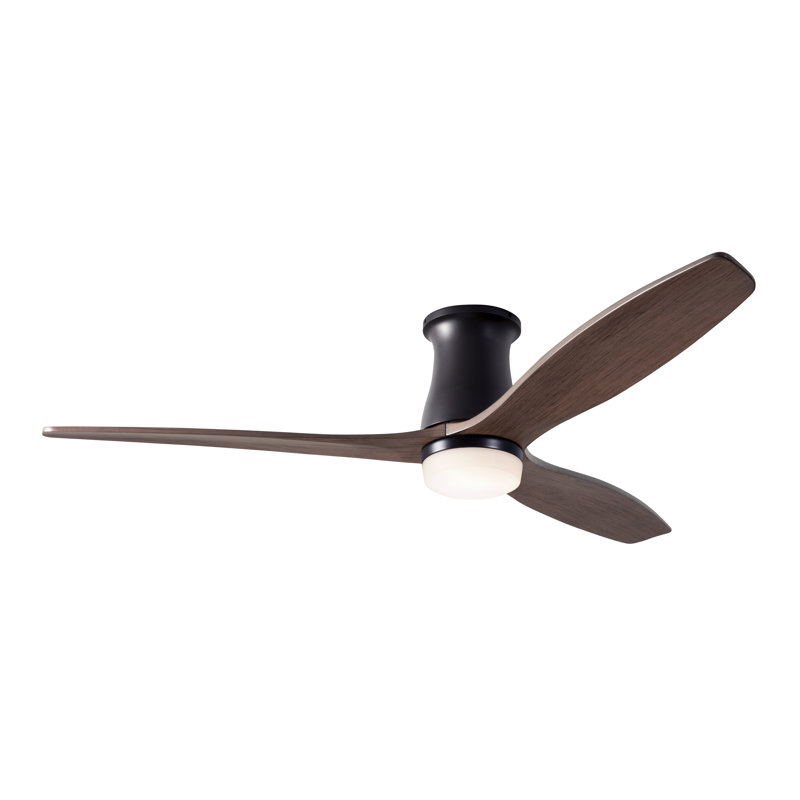 Arbor LED Flush Mount Ceiling Fan, Wall Control, Dark Bronze, Mahogany