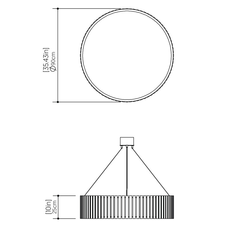 1 - Light LED Chandelier, 8.66" H x 31.5" W x 31.5" D, Charcoal, Yes