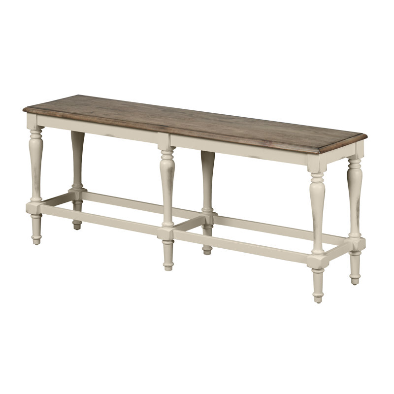 Austun 24" Height Solid Wood Bench, White/Gray