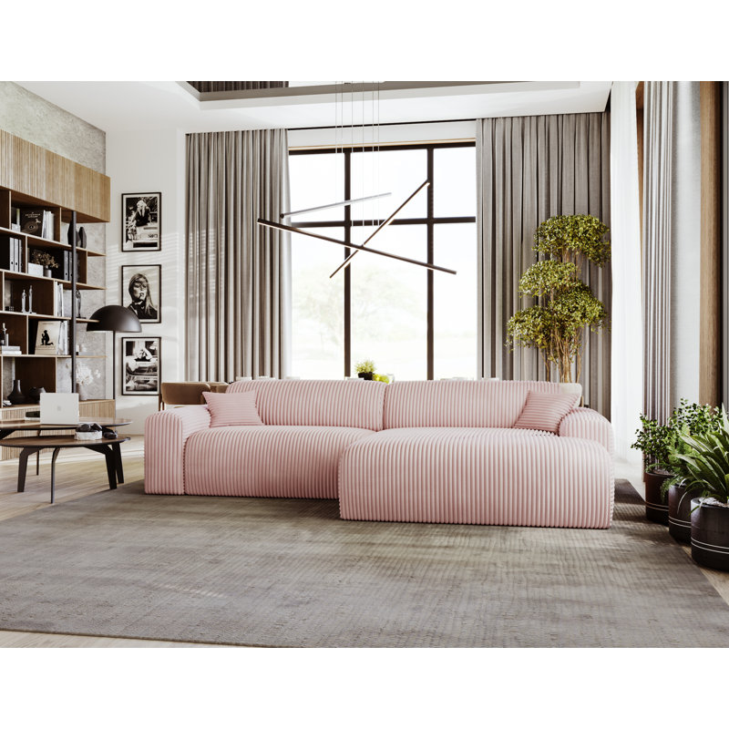Tashari 3 Seater Corner Sectional, Dusty Rose