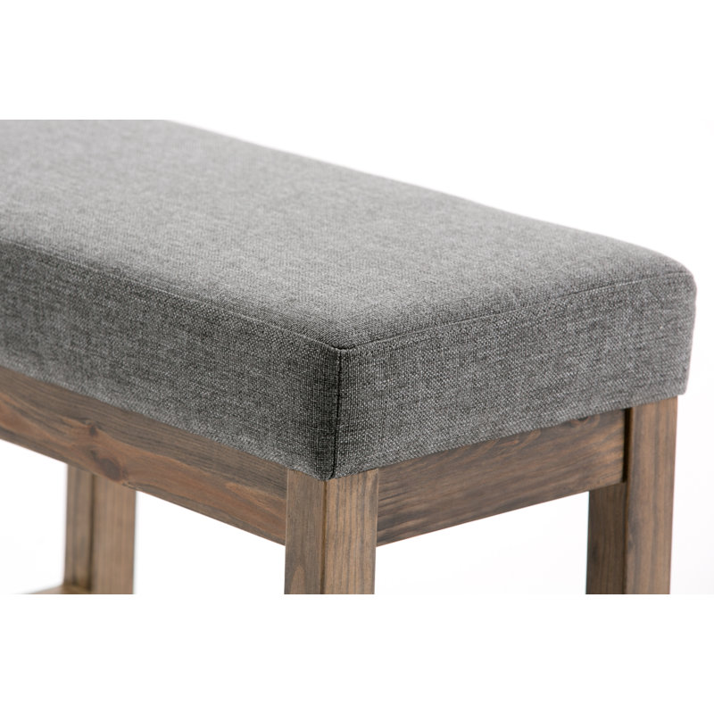Milltown Gray Linen Upholstered Rectangular Footstool Bench
