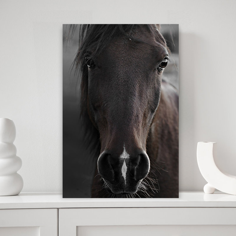 Art contemporain abstrait cheval noir foncé, H 18 po x l 12 po