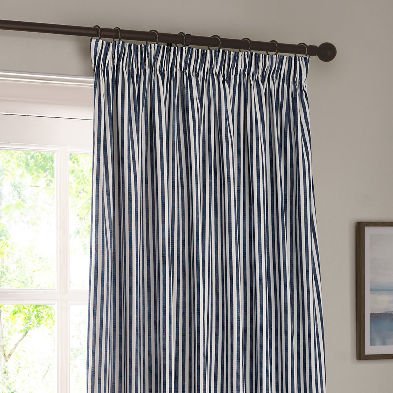 Sumnesh Cotton Grommet / Eyelet Curtain Panel Pair, 117cm Width x 183cm Drop, Navy
