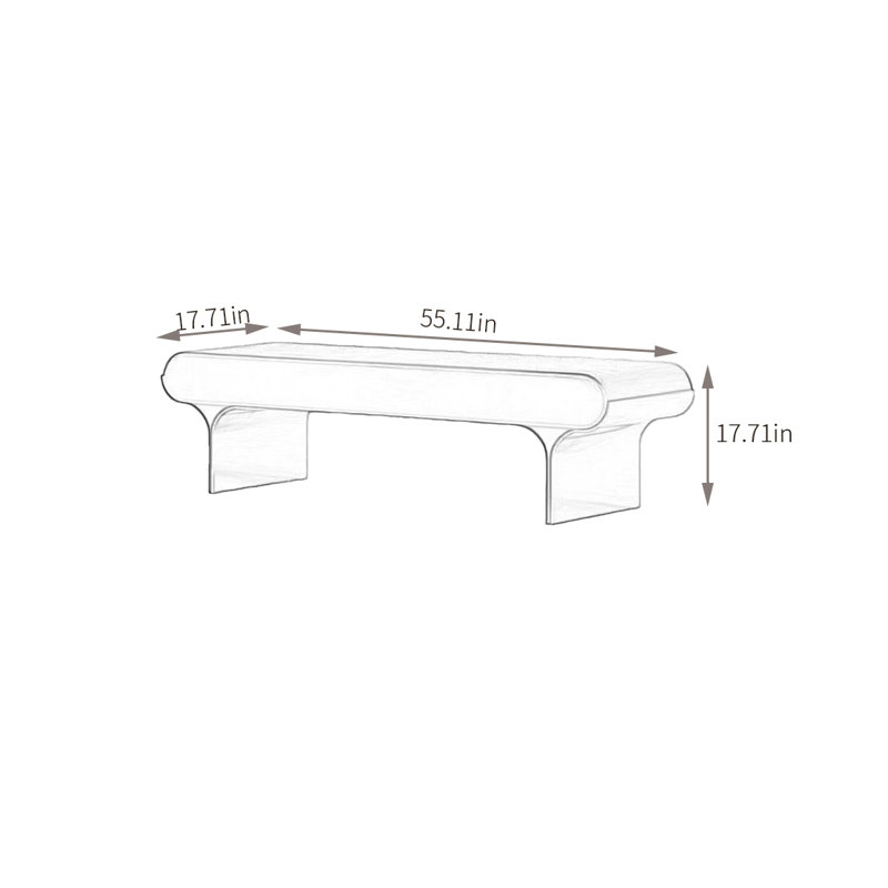 Banc rembourré en cuir véritable Mindert, H 17,71 po x l 55,11 po x P 17,71 po