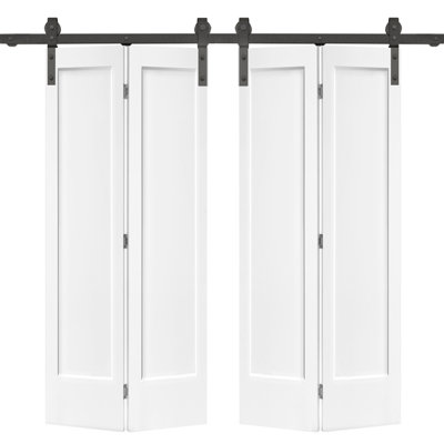 Paneled MDF Composite Double Bifold Barn Doors with Installation Hardware Kit