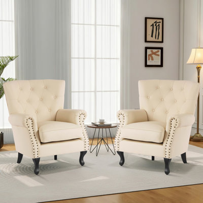 24"W Faux Leather Wingback Chair