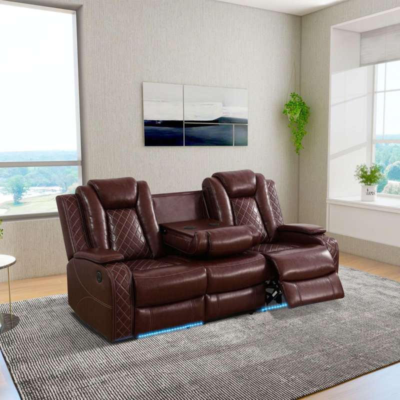 Canapé inclinable en cuir Breathing, Rouge
